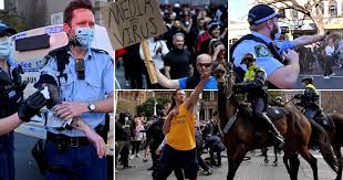 Instead of corralling large crowds, the police horses today munched on grass in sydney's hyde park. Sydney Lockdown Protests Police Hunt Suspect Who Pushed A Horse Metro News