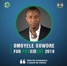 Everyone has some stickers — the challenge is to stick them on people. Omoyele Sowore For President 2019 Photo Politics Nigeria