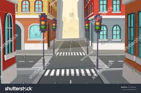 Vector City Crossroads With Traffic Lights Intersection Cartoon Illustration Of Urban High Anime Background Cartoon Illustration Anime Backgrounds Wallpapers