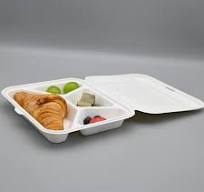 China Biodegradable sugarcane pulp 4comp. Lunch box with ...