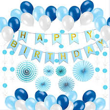 Get it as soon as mon, jun 28. Amazon Com Happy Birthday Decorations Blue For Men And Women 90pcs All In One Bday Party Decor Supplies Set With Banner Star Polka Paper Garland Pom Pom Fans Balloons Inflator Toys Games
