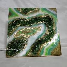 Shop unique custom made canvas prints, framed prints, posters, tapestries, and more. Emerald Gold Resin Geode Wall Art The Fine Art Cafe