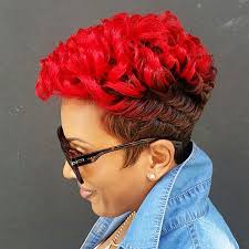 Dark hair with red highlights 35 Best Short Hairstyles For Black Women 2017
