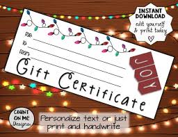 Download customizable certificate templates and create your own to reward the receivers. Printable Holiday Joy Gift Certificates Etsy
