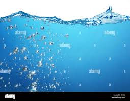 Air bubbles rise from the bottom of the ocean to the surface. Above the  water is a white background Stock Photo - Alamy