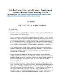 Solution Manual For Labor Relations Development Structure Process 12th Edition By Fossum