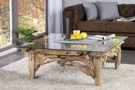 Design Couchtisch Riverside Treibholztisch Mit Glasplatte 100x100 Cm Couchtisch Wohnzimmertische Teak Holz