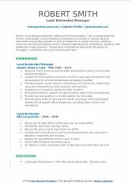 lead bartender resume samples qwikresume