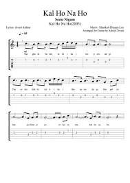 Kal Ho Na Ho Sheet Music And Guitar Tabs For Beginner Guitar Players Guitar Tabs For Beginners Guitar Chords For Songs Guitar Tabs Songs