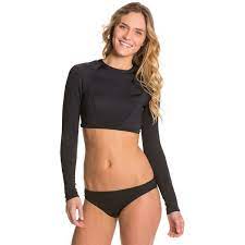 B Swim Solid Noir Nova L S Crop Rashie 78 Liked On Polyvore Featuring Swimwear Noir Rash Guard Swimwear Rashg Rashie Rash Guard Swimwear Clothes Design
