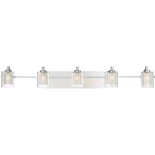 Contemporary to traditional in chrome, bronze, nickel & more. James Allan Mvbf3174pc Polished Chrome Vermillion 5 Light 42 Wide Bathroom Vanity Lights With Clear Glass Lightingdirect Com