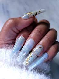 Blue Marble Nails Gold Acrylic Nails Blue Acrylic Nails Marble Acrylic Nails