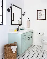 Lauren Ramirez On Instagram Simple Cute And Classic This Kid Bath Leans Heavily On Black And White Tiles Bathroom Light Blue Bathroom White Bathroom Tiles