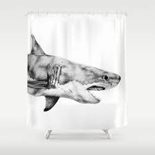 Great White Shark Shower Curtain By Yanin Ruibal Shark Shower Curtain Shark Bathroom Shark Bathroom Decor