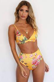 Cheeky High Waisted Floral Triangle Bikini Swimsuit Sb242 Floral Triangle Bikini Bikini Material Bikinis