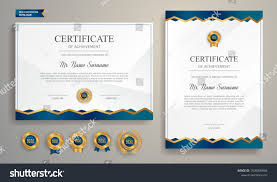 Blue And Gold Certificate Of Appreciation Border Template With Luxury Badge And Modern Line Patte Certificate Of Appreciation Border Templates Gold Certificate