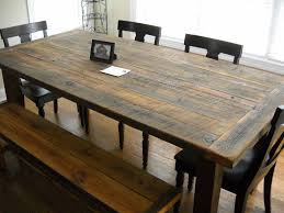 Furniture Diy Rustic Farmhouse Kitchen Table Made From Reclaimed Wood With Bench And 4 Woode Rustic Kitchen Tables Kitchen Table Wood Farmhouse Kitchen Tables