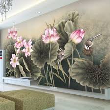 Wallpaper With Birds And Flowers For Walls Aliexpress Com Buy Lotus Flower Bird Wallpaper Beautiful 3d Photo Wallpaper Custom Wall Murals Art Painting Inter Mural Wall Art Mural Art Custom Wall Murals