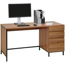 Maintain your modern style with the basic desk from project 62™. Stockholm 3 Drawer 1400mm Desk Walnut Black Officeworks