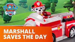 Paw Patrol Marshall S Fire Truck Saves The Day Toy Episode Youtube