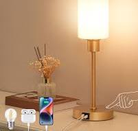 EDISHINE 19" Glass Table Lamp with Touch Control, Modern ...