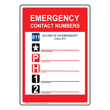 Print this list and fill in the blanks. Compliancesigns Emergency Contact Numbers 911 Sign 10x7 Inch Aluminum For Emergency Response Buy Online In United Arab Emirates At Desertcart 26298306