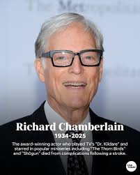 Richard Chamberlain, the award-winning actor who played TV's "Dr. Kildare"  and starred in popular miniseries including "The Thorn Birds" and "Shōgun,"  has died at 90. He would have celebrated his 91st birthday