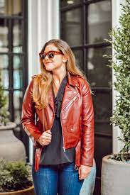 Red Leather Jacket Winter Fashion Winter Fashion 2018 Fall Fashion Outfits Winter Fashi Trending Fashion Outfits Winter Outfit Trends Fashion Trends Winter