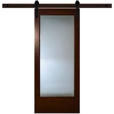 Steves Sons 36 In X 84 In Modern Full Lite Rain Glass Stained Pine Interior Sliding Barn Door With Hardware Kit Bdfrn Ctbk 36slb The Home Depot Interior Barn Doors Glass Barn