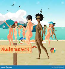 Beautiful Nude Women at the Seaside. Stock Illustration - Illustration of  flat, nude: 72740983
