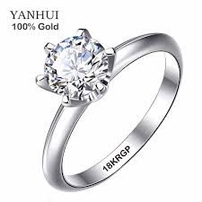 Font B Genuine B Font Real 18k White Gold Font B Ring B Font With 18krgp Logo 6 White Gold Rings Wedding Rings For Women Diamond Wedding Rings Sets