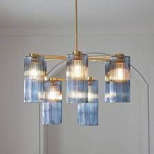 West Elm Glass Cylinder 9 Light Chandelier Dining Room Floor Light Fixtures Kitchen Lighting Fixtures Chandelier