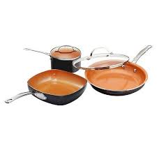 Gotham Steel 5 Piece Kitchen Essentials Set With Nonstick Ti Cerama Copper Coating Includes Square Multi Use Pan 2 Qt Pot And 11 Fry Pan With Lid As Seen O Ceramic