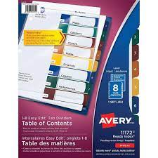 Staples 8 tab divider template. Avery Ready Index Easy Edit Table Of Content Dividers For Laser And In Staples Ca