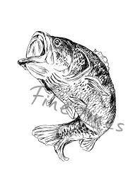 Black And White Drawing Ideas Nature Bass Printable Bass Fish Poster Woodland Animals Nature Etsy In 2020 Fish Drawings Black And White Sketches Animal Drawings