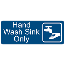 blue engraved hand wash sink only