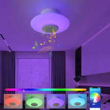 This round semi flush mount fan light will bring you more natural wind and natural light, everywhere in the home. Rgb Led Flush Mount Ceiling Light Remote App Control Bluetooth Music Speaker Light Bedroom Bar