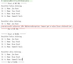 Retrieving Result Set After Deleting A Row Using Deleterow Method Throws Sqlserverexception Issue 477 Microsoft Mssql Jdbc Github