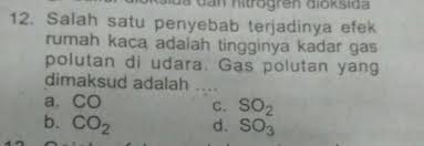 Permasalahannya, jika konsentrasi gas rumah kaca di udara semakin banyak, maka semakin banyak panas yang terperangkap di bumi. Salah Satu Penyebab Terjadinya Efek Rumah Kaca Adalah Tingginya Kadar Gas Polutan Di Udara Gas Brainly Co Id