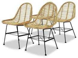 vidaxl 4x dining chair natural rattan