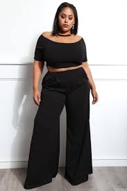 Selena Plus Size Wide Leg Pants Crop Top Set Wide Leg Pants Pattern Wide Leg Pants Outfit Plus Size Outfits