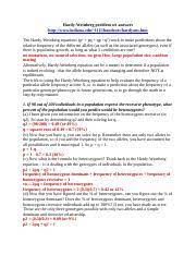 The cc is most significant because cc is recessive and the disease form (2 alleles needed) b. Hardy Weinberg Help Hardy Weinberg Problem Set Answers Http Www Indiana Edu L111 Handouts Hardyans Htm The Hardy Weinberg Equations P2 Pq Qp Q2 Work Course Hero