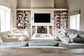 Wood Burner Tv Combination Open Shelves May Show Too Much Clutter So Would Change Farm House Living Room Log Burner Living Room Living Room With Fireplace