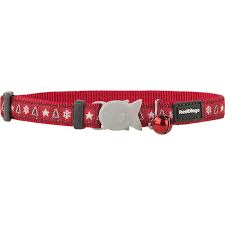 Reddingo Santa Paws Desenli Kirmizi Kedi Boyun Tasmasi 12 Mm