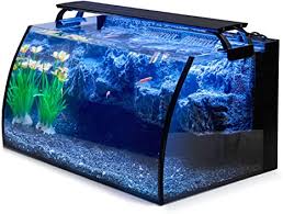Fish tank top cover design. Amazon Com Hygger Horizon 8 Gallon Led Glass Aquarium Kit For Starters With 7w Power Filter Pump 18w Colored Led Light Wide View Curved Shape Fish Tank With Undetachable 3d Rockery Background