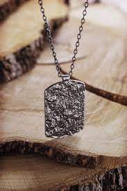 Reticulated Black Silver Pendant 925 Sterling Silver Necklace Silver Oxidized Rectangular Pendant Unisex Geometric Necklace Gift For Her Silver Pendant Black Silver 925 Sterling Silver