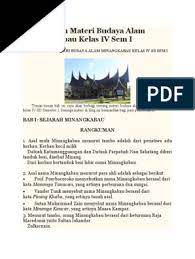 Buku bam kelas 5 sd. Rangkuman Materi Budaya Alam Minang Kabau Kelas Iv Sem I