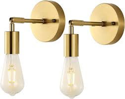 Candle wall sconce gold brass toilet. Baoden Brushed Brass Bathroom Wall Sconce Set Of 2 Vintage Industrial Wall Lamp Pole Wall Mount Lighting Fixture Gold Color Amazon Co Uk Lighting