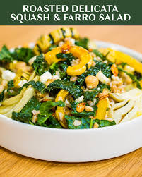 Roasted Delicata Squash And Farro Salad Recipe By Tasty Recipe Vegetarian Roast Satisfying Salads Roasted Veggie Salad