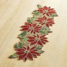 Beaded Poinsettia 36 Table Runner Holiday Table Runner Table Runner Diy Table Runners